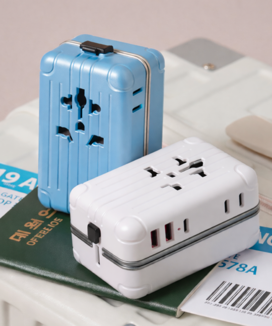 폴리폴 캐리어댑 여행용 멀티어댑터 해외 콘센트 전세계 5포트 초고속, 1개, HOLIDAY 블루