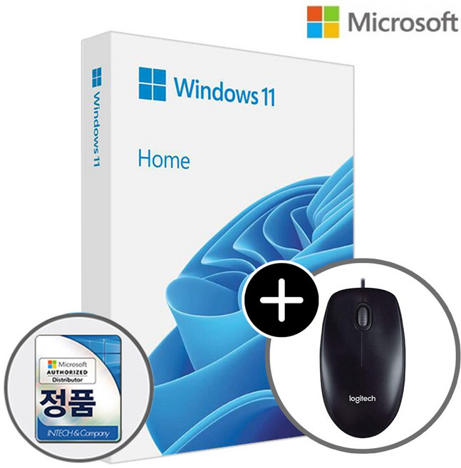 마이크로소프트 Microsoft MS 윈도우 Windows 11 Home 처음사용자용 패키지 FPP 한글 USB / 로지텍 M90 마우스 증정, 윈도우 11 홈 FPP + 로지텍 M90 마우스 증정