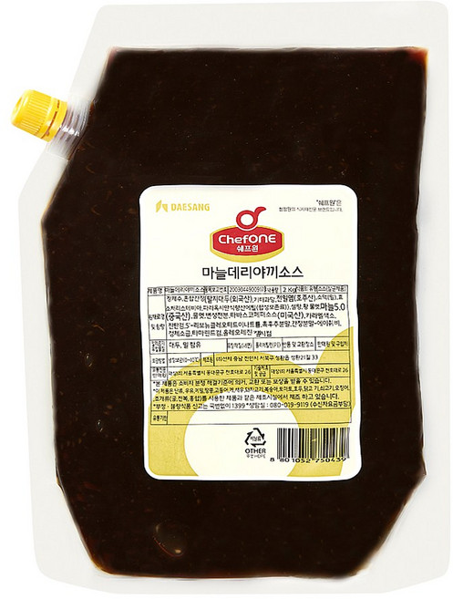쉐프원 마늘데리야끼소스 2kg/청정원소스, 2kg, 1개