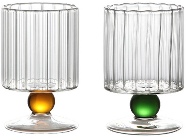 아트 포인트 고블렛 하이볼 내열 유리컵 200ml, 1개, 그린+오렌지