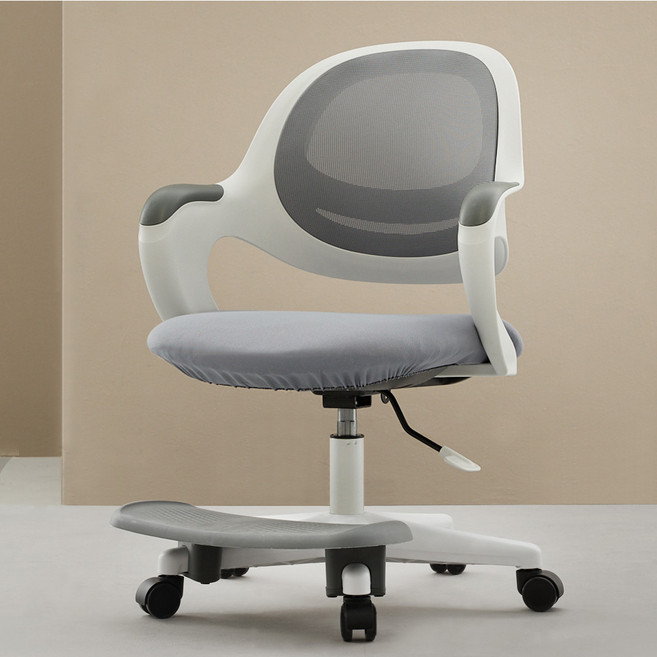 유어체어스 국내생산 띵크 메쉬 어린이 초등학생의자, 발받침+무회전 타입 그레이