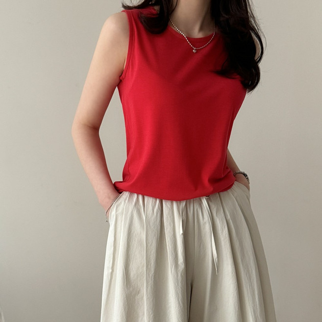 데일리앤 유즈비 국내제작 9컬러 여성 스판 기본 나시 레이어드 이너 민소매 티셔츠