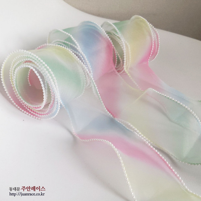 진주인타 노방레이스 진주 노방리본 의류부자재 웨딩레이스 DIY악세사리, 2개