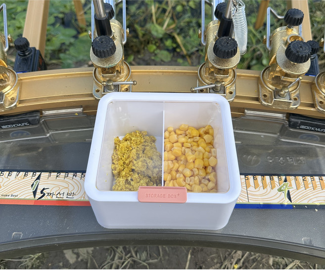 투인원 떡밥그릇 민물 낚시 떡밥통 미끼 밑밥 통 그릇 붕어 중층 내림 바닥, 블루