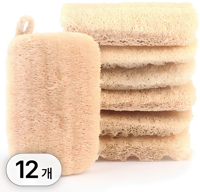 12개입 세트 천연 수세미 걸이 형 대용량 진짜 자연 루파 주방 설거지 스펀지 고리 다용도 세척용, 1세트, 12개, R99793A