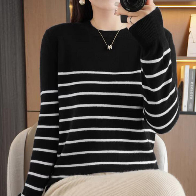 데일리쮸 여성 단가라 라운드넥 니트 티셔츠