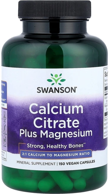 Swanson 칼슘시트레이트 플러스 마그네슘 베지 캡슐 150정 Swanson (스완슨), 1개 - 쿠팡