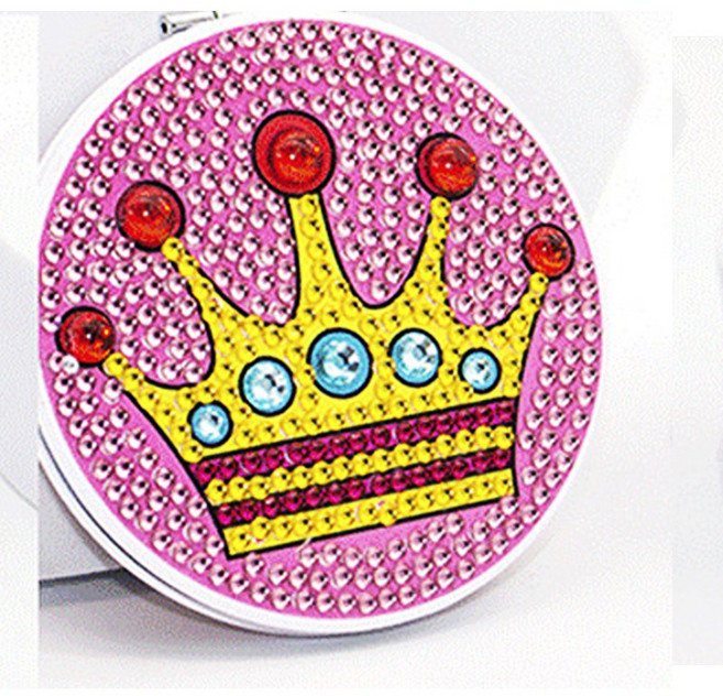 보석십자수 거울 만들기 DIY 비즈 규빅 양면원형 거울, 손거울세트(황관), 1개