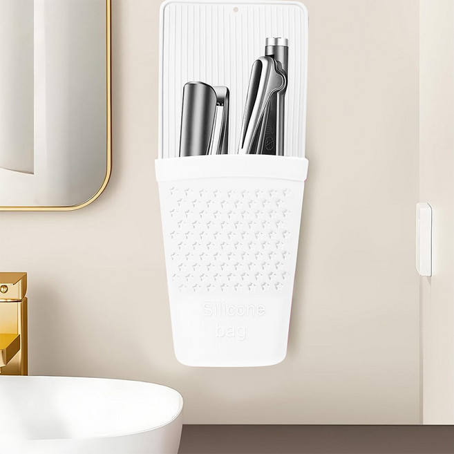 난네난네 벽걸이 겸용 실리콘 고데기 보관대, 1개, 화이트