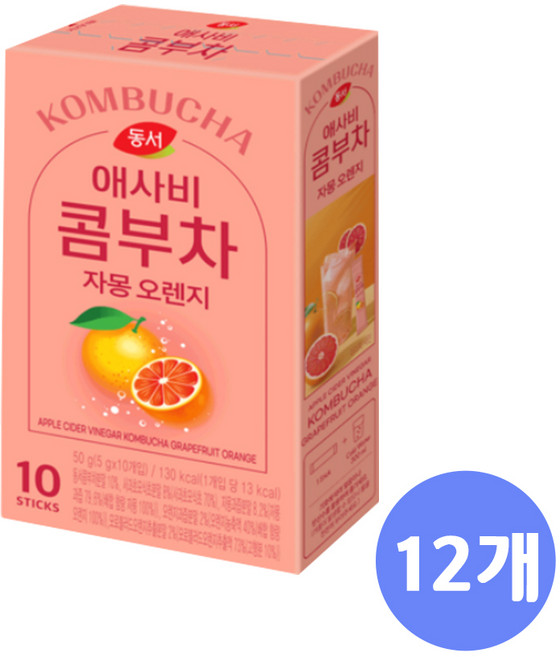 동서식품 애사비 콤부차 자몽오렌지, 5g, 12개, 10개입