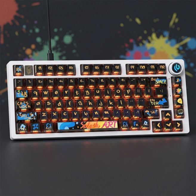 라나야 그래피티 크리스탈 투명 LED 투과 키캡 체리 프로파일, 블랙