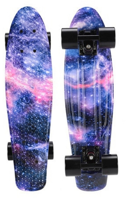 페니크루져보드27인치 페니보드 22인용 크루저 스케이트 미니 플라스틱 스케이트 레트로 롱 그래픽 갤럭시 별이 빛나는 인쇄된 스케이트, 협력사, [01] Starry, 1개