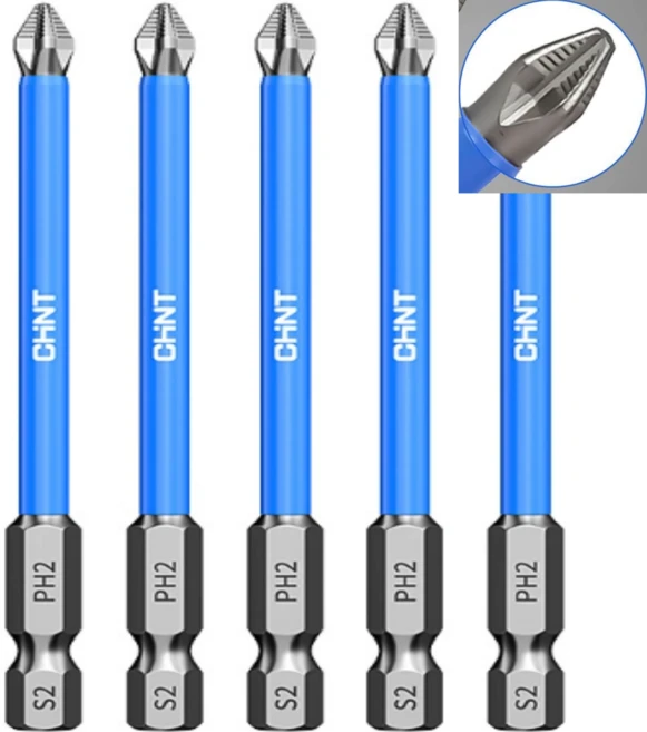 09몬 휘지않는 드릴비트 90mm 강력한 자력 십자 충전드릴 비트, 5개 - 쿠팡