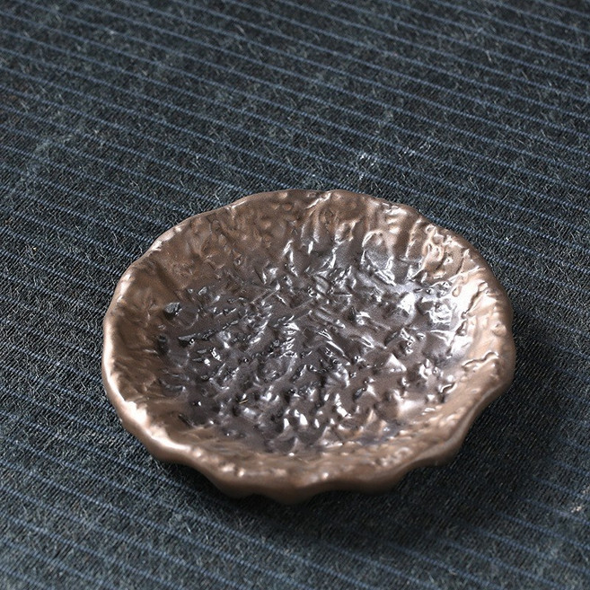 復古窯變馬克杯 志野燒咖啡杯, 志野燒小盤子 13*13*2CM 古銅色, 1套