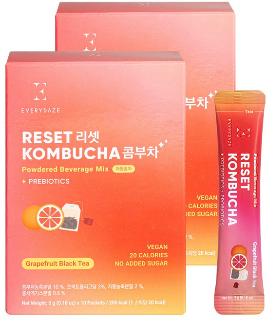 에브리데이즈 리셋 콤부차 자몽홍차, 5g, 20개