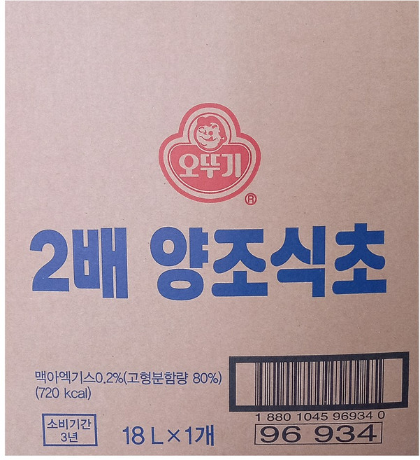 오뚜기 2배 양조식초 BIB, 18L, 1개