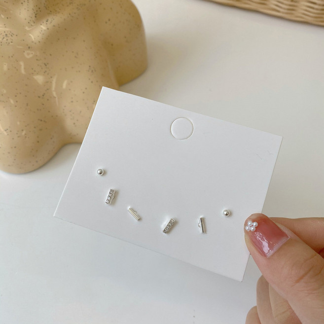 6개 세트 일자 귀걸이 스틱 귀걸이 작은 구슬 귀걸이핀 미니 크리스탈 스톤 귀걸이 골드 실버 귀핀 세트 기하학적 모양 매력 넘치는 모든 스타일에 어울림