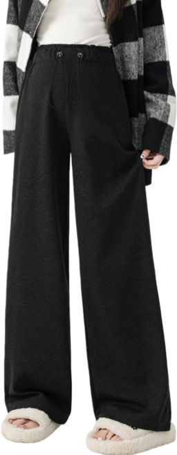 Makone 임산부 바지 허리조절 가능 스트링 솔리드 하이웨이스트 캐주얼 루즈핏 바지