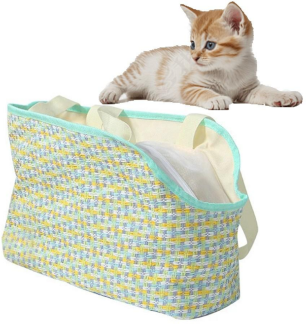 HOSTK 소형 애완동물 짜 여진 슬링백 강아지 고양이 반려동물 이동가방, 1개, 녹색