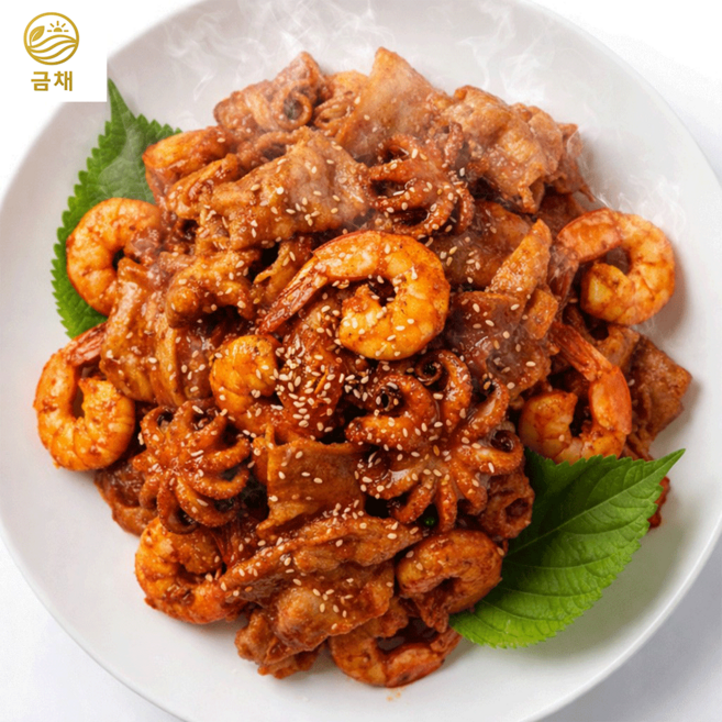 쭈삼새 밀키트 (매콤 쭈꾸미 삼겹살 새우볶음 푸짐한 한끼 ) 4인분듬뿍 캠핑 야식 집들이, 1.2kg, 1세트