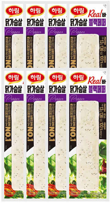 하림 리얼바 닭가슴살 블랙페퍼, 8개, 70g