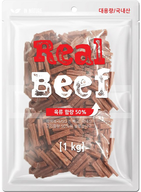 인네이처리얼 대용량 강아지 간식 사료 육포 큐브, 1kg, 1개, 비프