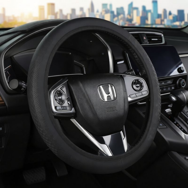 마그홀드 논슬립 가죽 차량용 핸들커버, 블랙