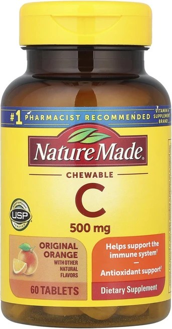 네이쳐메이드 C 츄어블 오렌지 500mg 60정, 2개 - 쿠팡