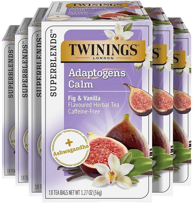 트와이닝 슈퍼블렌드 Adaptogens 캄 무화과 바닐라 티백 18개입 6세트, 6개, 36g