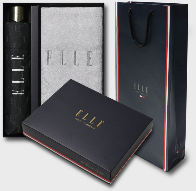 엘르 우산 수건 선물 세트 돌 결혼식 칠순 퇴사 개업 회사 답례품, 1개