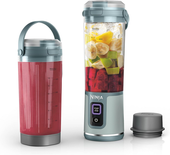 닌자 블라스트 포터블 블렌더 무선 휴대용 블렌더 추가 용기 세트, Blender + 2 Vessels - Sage