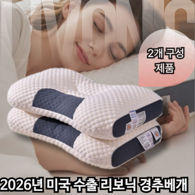 리보닉 경추베개 일자목 거북목 목베개 깊은잠 베개, 2개, 화이트