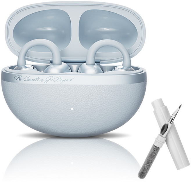 QCY 크로스키 C50 블루투스 이어폰 + 청소 브 러쉬 1개, 아이스 블루