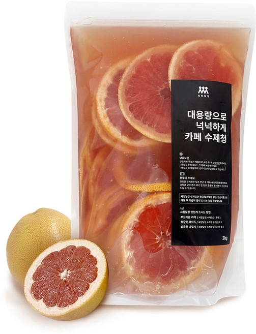 새청달청 수제 슬라이스 자몽청 자몽즙 카페 재료 대용량 납품 자몽 아이스티, 2kg, 1개, 1개입, 2kg
