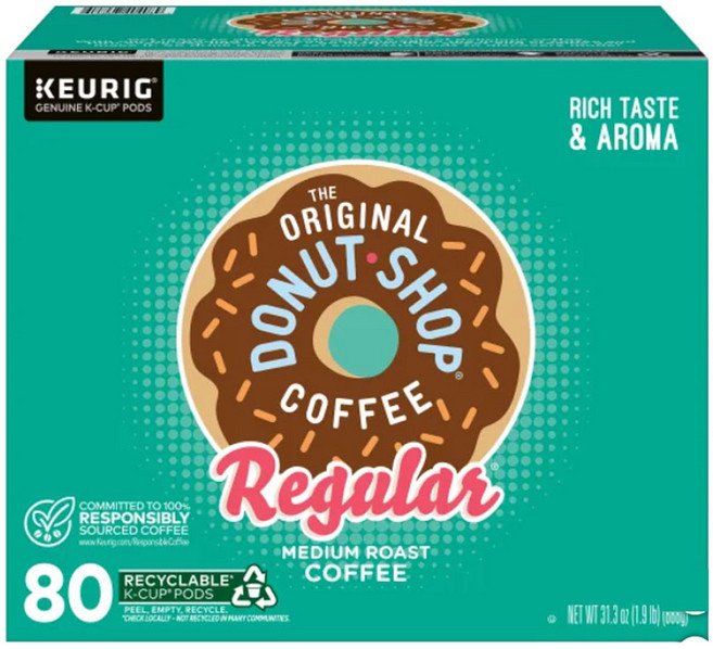 오리지널 도넛샵 커피 Kcup 큐리그 캡슐 (The Original Donut Shop Coffee K-Cup Pod), 11.1g, 80개, 80개입