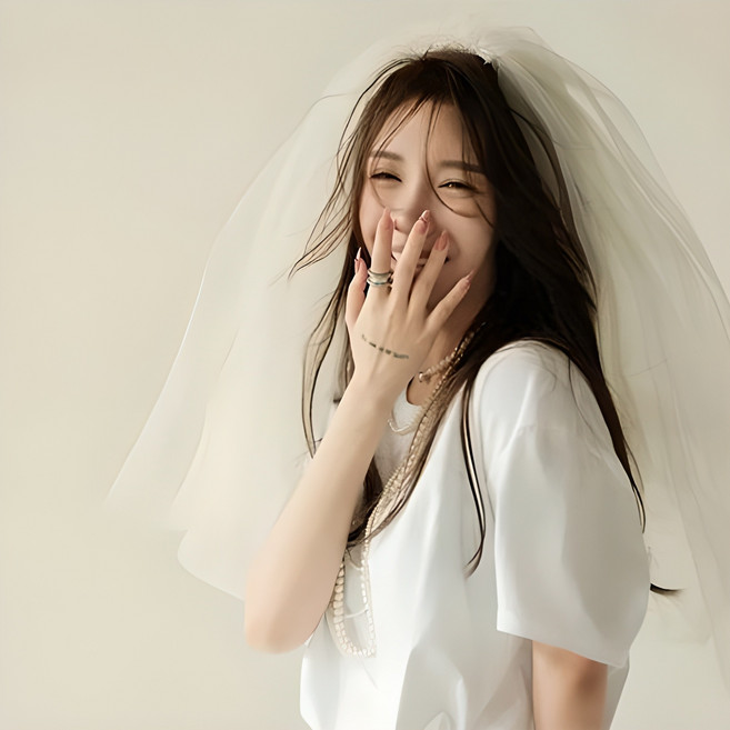 셀프 웨딩 면사포 베일 레이스 브라이덜샤워 소품 여자가하는프로포즈 2단베일 풍성한, 1개