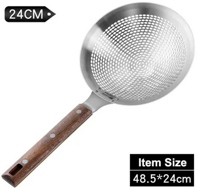 스테인리스 스틸 대형 여과기 주방 스푼 슬롯 소쿠리 28cm, Dia 24CM, 1개, Dia 24CM