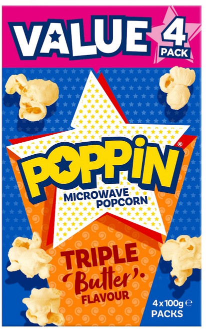 호주 포핀 전자렌지용 트리플 버터맛 팝콘 Poppin Microwave Popcorn Triple Butter Flavour, 400g, 1개