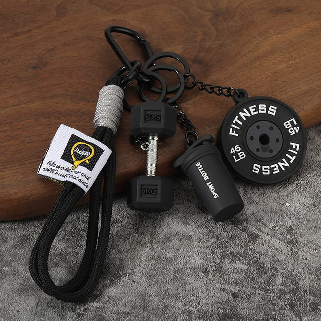 헬스 덤벨 키링 피트니스 운동 애호가 선물 추천 다용도 키홀더 가방걸이, 1개, 블랙