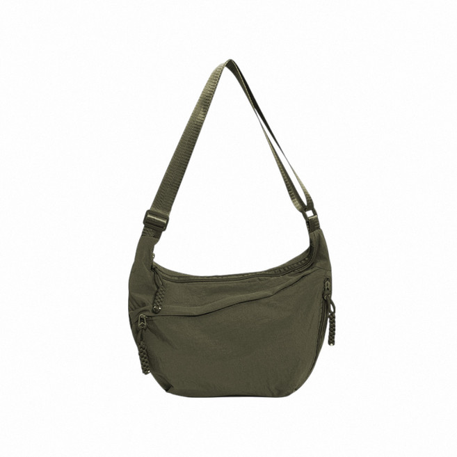 日系半月包/牛角包/月牙包：弧形單肩斜背包 時尚小包 多way背法, 綠色