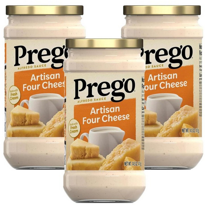 Prego 프레고 이탈리안 파스타 소스 아티산 포 치즈 알프레도 411g, 3개