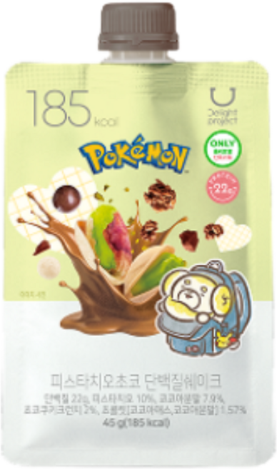 [포켓몬에디션] 딜라이트 프로젝트 단백질 쉐이크 피스타치오초코맛, 45g, 5개