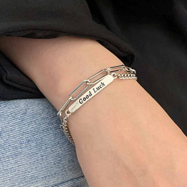 남녀공용 행운 레이어드 체인 팔찌