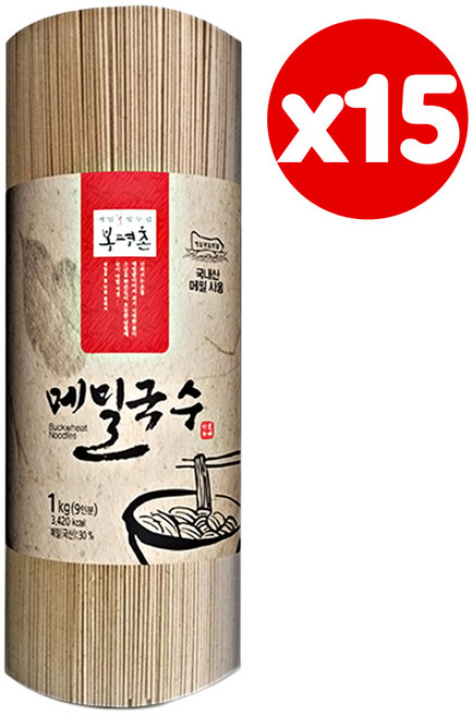 봉평촌 메밀국수 1kg 롤타입 15개 국내산 메밀면 사리
