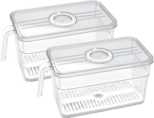 헬로제인 다이얼 냉장고 트레이 수납 정리 보관함, 그레이, 2개