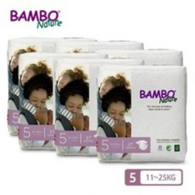 BAMBO NATURE 기저귀 5단계 주니어 대용량 3팩(54Px3팩) 1Box, 486매
