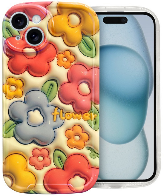 인트그로 플라워 토끼 프린팅 젤리 휴대폰 케이스