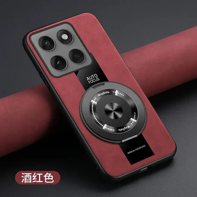 모토로라 MOTO Edge 70 60 Pro G86 G56용 무선 충전 마그네틱 링 홀더 케이스 소프트 프레임 PU 가죽 충격, 03 Moto Edge 50 Ultra, 05 빨간색