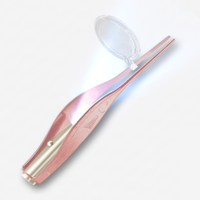 코코스누즈 LED 라이트 귀이개 핀셋 귀파게 귀후비개 귀지집게 귀지핀셋 귀청소 로즈골드 귀클리너, 1개, 1개입