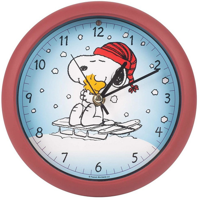펠드스타인 썰매 크리스마스 사운드 시계 위의 스누피 빨간색 8인치
